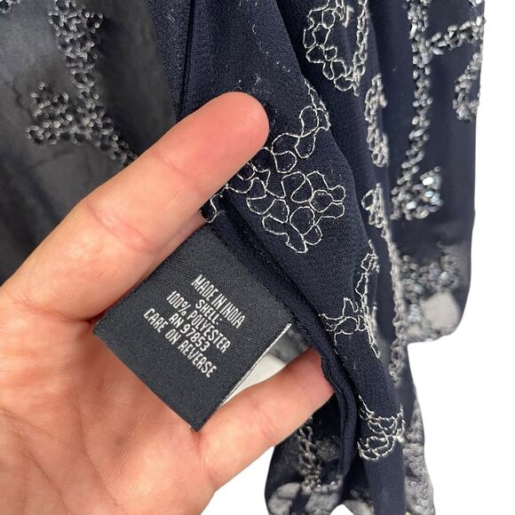 JKARA Women Blue Sheer Beaded Topper Size 16 Party Mother Of The Bride NYE - Picture 4 of 7